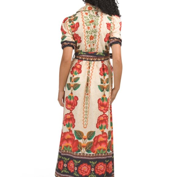 Celina Moon Floral Print Maxi Spring Dress With Belt Women's Size XS - Picture 3 of 6